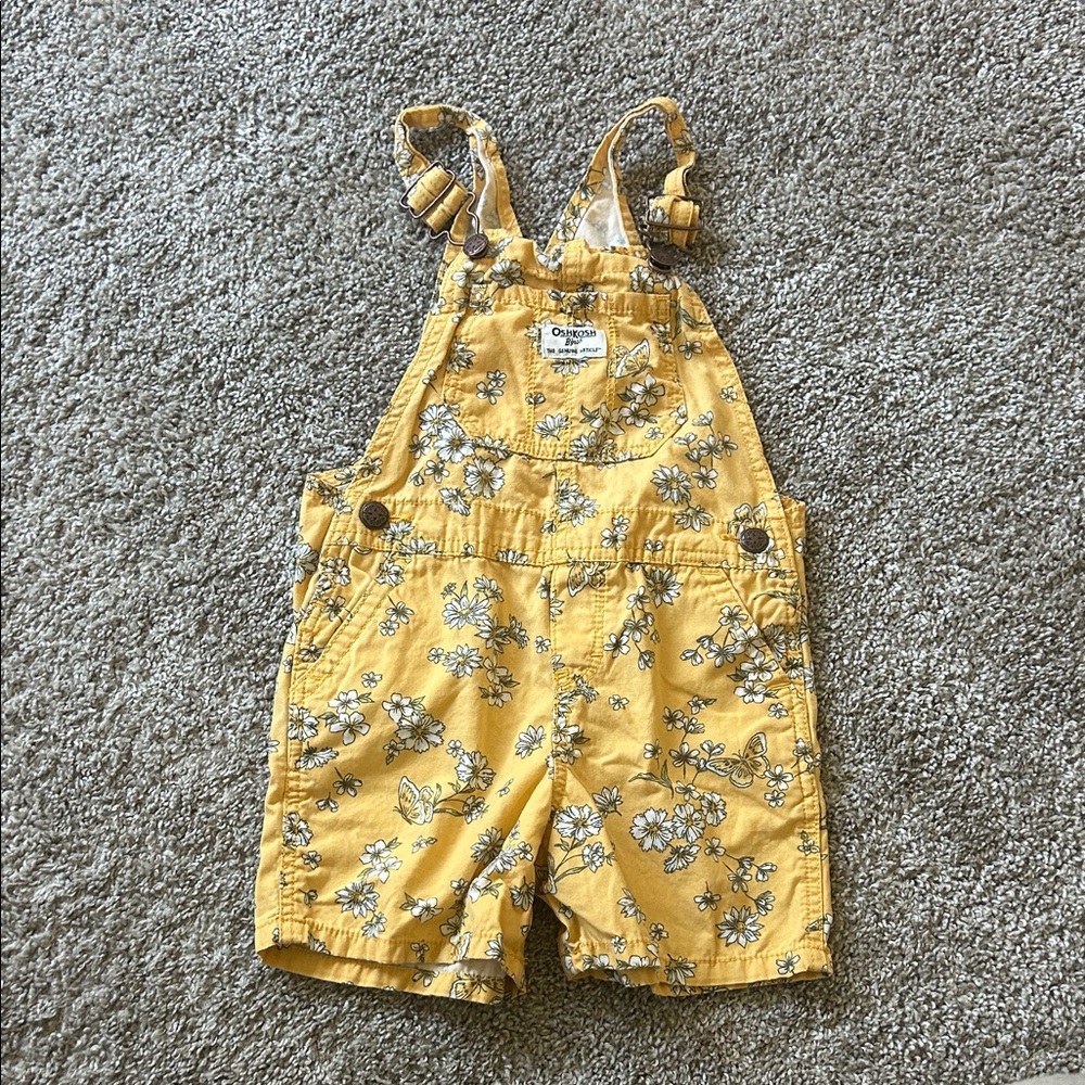 OshKosh B'gosh Yellow Floral Overalls 5T